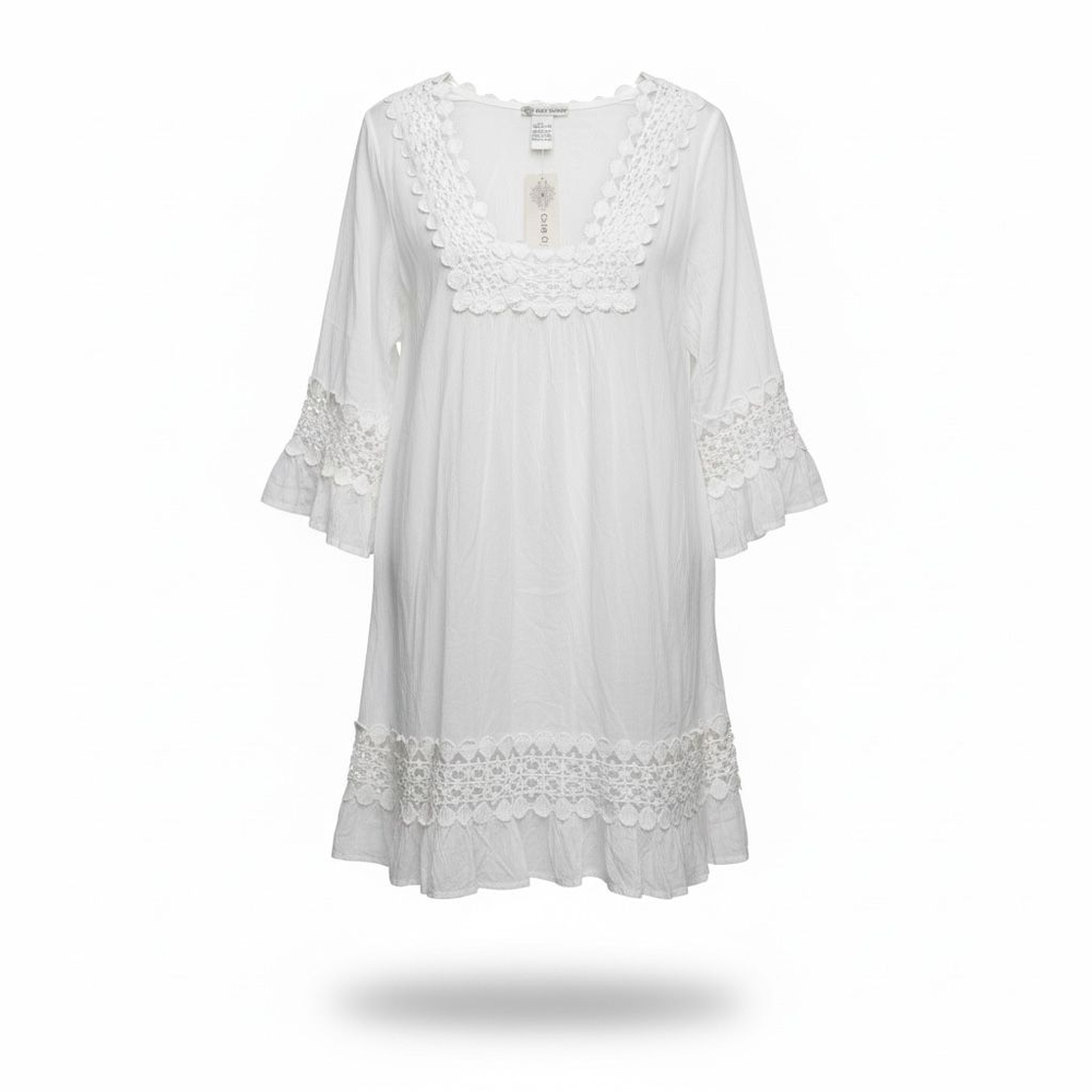 White Lace-Trim Chemise Nightdress - Women Intimates & Sleepwear